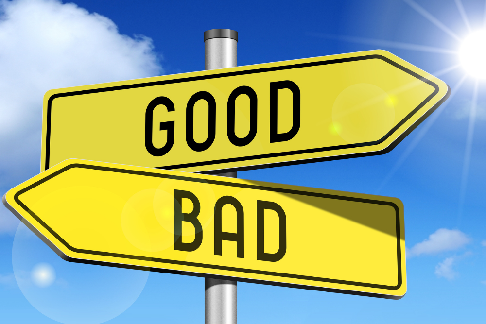 good bad crossroads sign